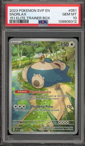 Pokemon Snorlax 151 MEW EN ETB Promo SVP EN 051 PSA 10 Gem Mint