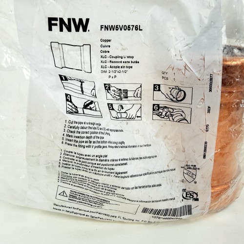 FNW FNW5V0576L  2-1/2 in. Copper Press Coupling Less Stop NIB