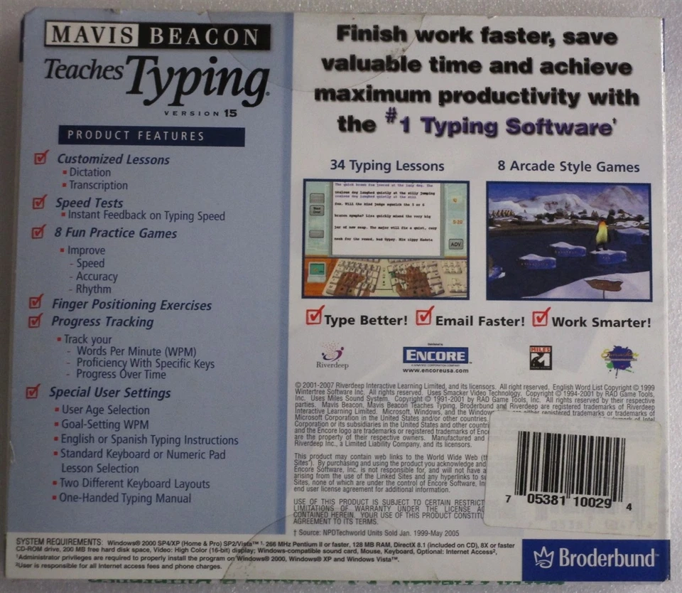Software PC Broderbund MAVIS BEACON TEACHES TYPING 15 NEW Jewel - Image 2 of 2
