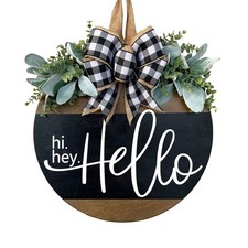 New Welcome Sign for Front Door Decoration 12" Round Wood Wreaths Hanging Porch