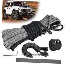 Synthetic Winch Rope Kit, 3/16" x50' Winch Cable with Protective Sleeve, Heavy 
