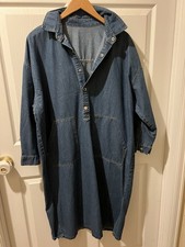 Women's Blue Denim Long Sleeve Dress, Size L