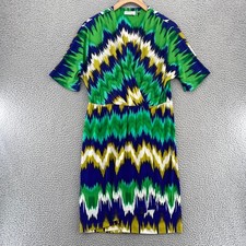 Calvin Klein Dress Womens 4 Green Multi Ikat Surplice Jersey Short Dolman Sleeve