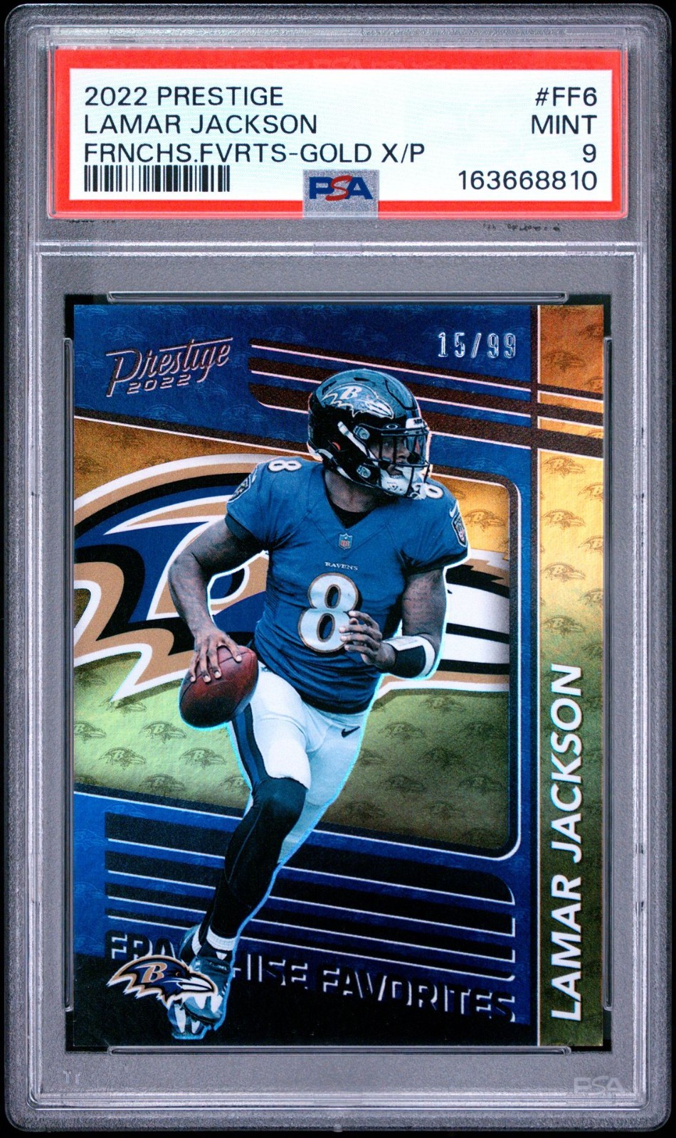 2022 Panini - Franchise Favorites Lamar Jackson Xtra Points Gold /99 PSA 9 view 1