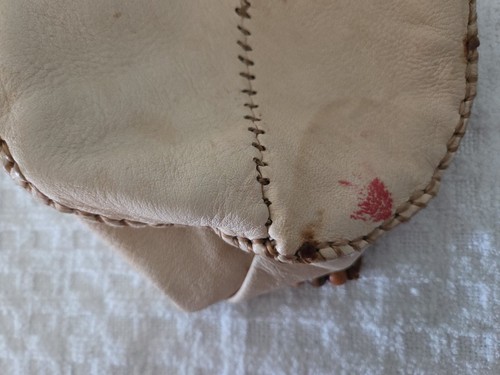 "Bolsa de cuero indio vintage hecha a mano con tapa con cordón ~ 6""" - Imagen 19 de 24
