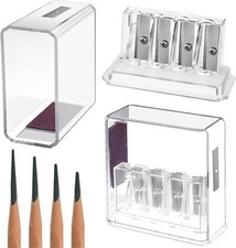 2 Pieces Carpenter Long Point Manual Pencil Sharpener with Plastic 'Clear' 