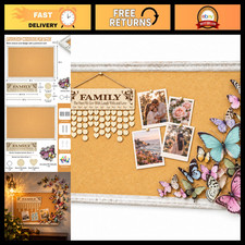 36x24 Inch White Cork Board with Rustic Wooden Frame - Decorative Bulletin Board