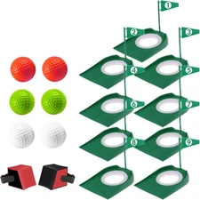 9 Pack Putt Cups with Flags and Wrist Putting Training Aid, Mini Golf Game with 