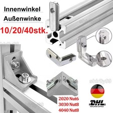10-40stk Innenwinkel Au&szlig;enwinkel Aluprofil Verbinder f&uuml;r 2020 3030 4040 Nut 6 8