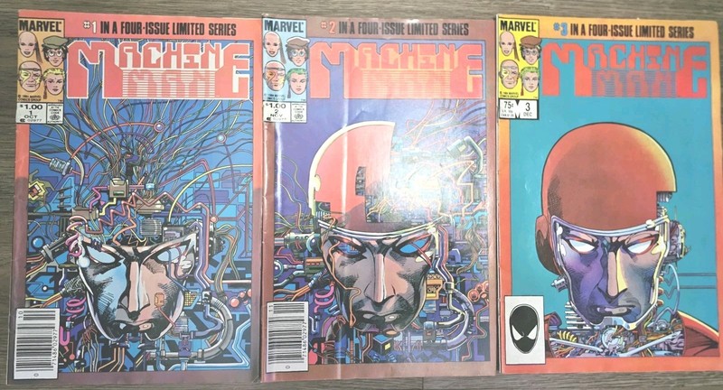 MACHINE MAN Lot of 3 Marvel Comic Books - Issues #1, 2, 3 Limited Series