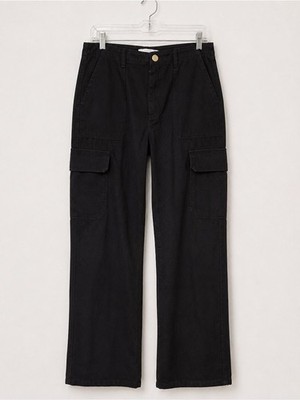 Zara Black Straight-Leg Cargo Pants Size 40 (US 8) Utility High Rise NWOT