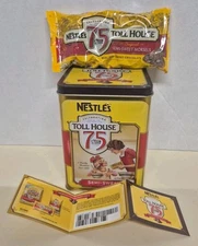 NESTLE'S TOLL HOUSE 75 YEAR ANNIVERSARY TIN WITH ORIGINAL CHOCOLATES AND COUPON 