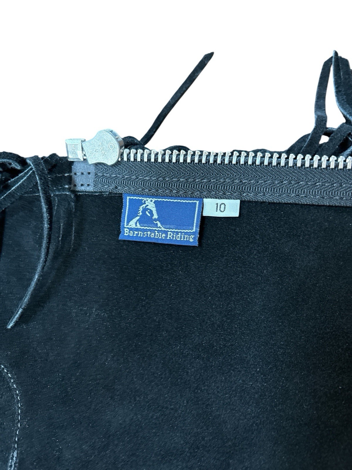 Barnstable Leather Horse Riding Chaps Zip Up Black Suede Size 10