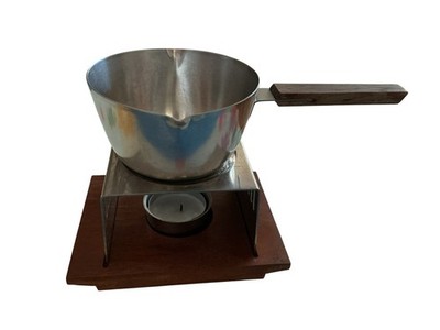 Retro Butterpfännchen mit Stövchen Stelton Denmark Edelstahl 18/8 60er/70er