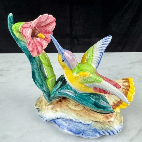 Vintage Stangl Pottery Hummingbird Pink Flower Figurine #3627