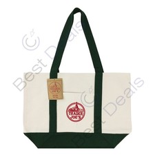 Trader Joe's Reusable Canvas Tote Bag Heavy Duty Bag Green Limited Edition NEW