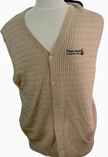 Preppy Golf Monterey Club men's button-front cardigan vest Beige TImber Green CC