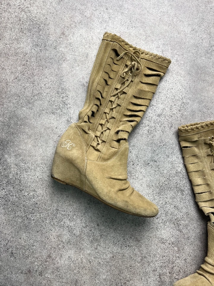 Killah Miss Sixty Botas de cuña de gamuza boho hasta la rodilla talla 36 Foto 2 de 4