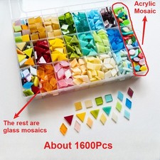 320PCS Bulk Mosaic Tiles Assorted Color Stained Mosaic Glass Pieces for Crafts