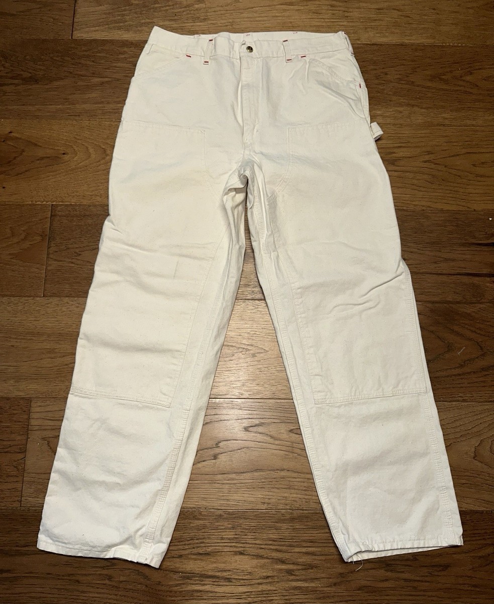 VTG Carhartt 100 Yr 1889-1989 Carpenter Painter Pants White 35x31