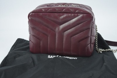 Authentic YSL Saint Laurent Calfskin Y Quilted Monogram Small Loulou Bowling Bag
