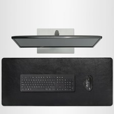 Full Grain Genuine Leather Desk Pad   Black XL - Premium Desk Mat with Non-Sli