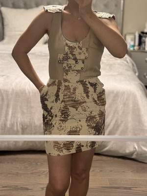 Mackage Dress Women's 6 Beige Cap Sleeve Mini Cocktail 