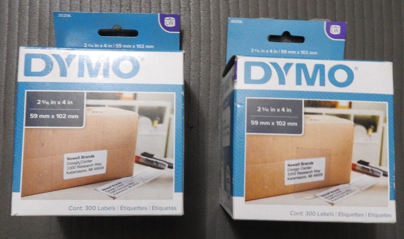 DYMO Labels types  2 5/16 x 4 White 300 Labels/Roll 30256 QTY 2