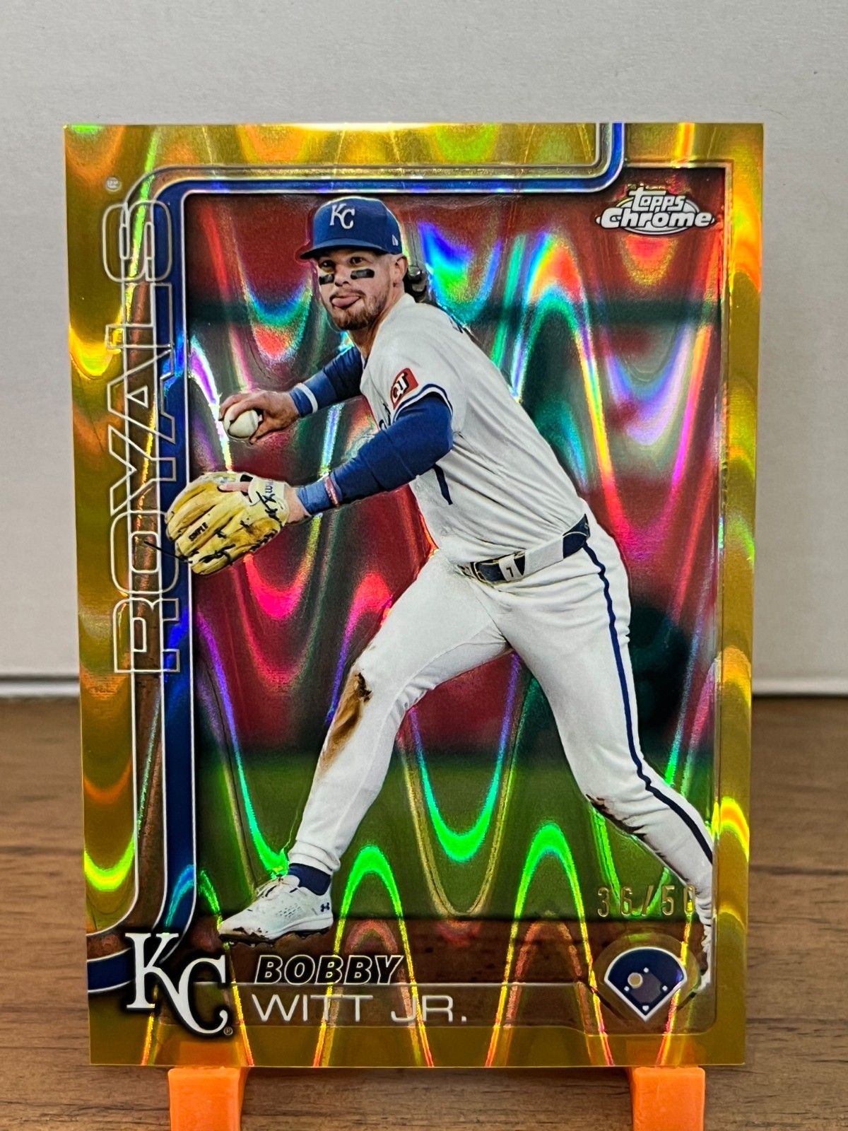 2025 Topps Chrome - Bobby Witt Jr. #93 Gold RayWave Refractor #’d/50 Royals