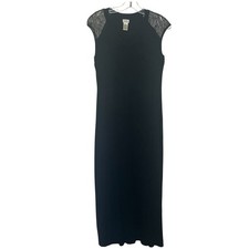 Cache Black Lace Shoulder Maxi Dress Sz 4