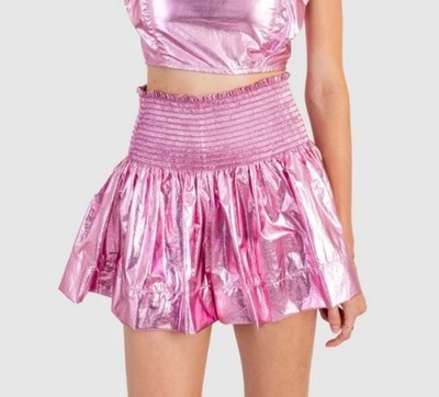 Koch Erica Metallic Skirt In Pink Parade SZ M NWT