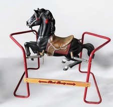 Vintage Black Beauty Spring Horse Large Riding Rocking Horse 1970  s