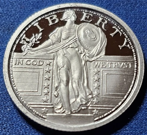 1/4 Oz Silver Round Standing Liberty Quarter APMEX. Proof-like