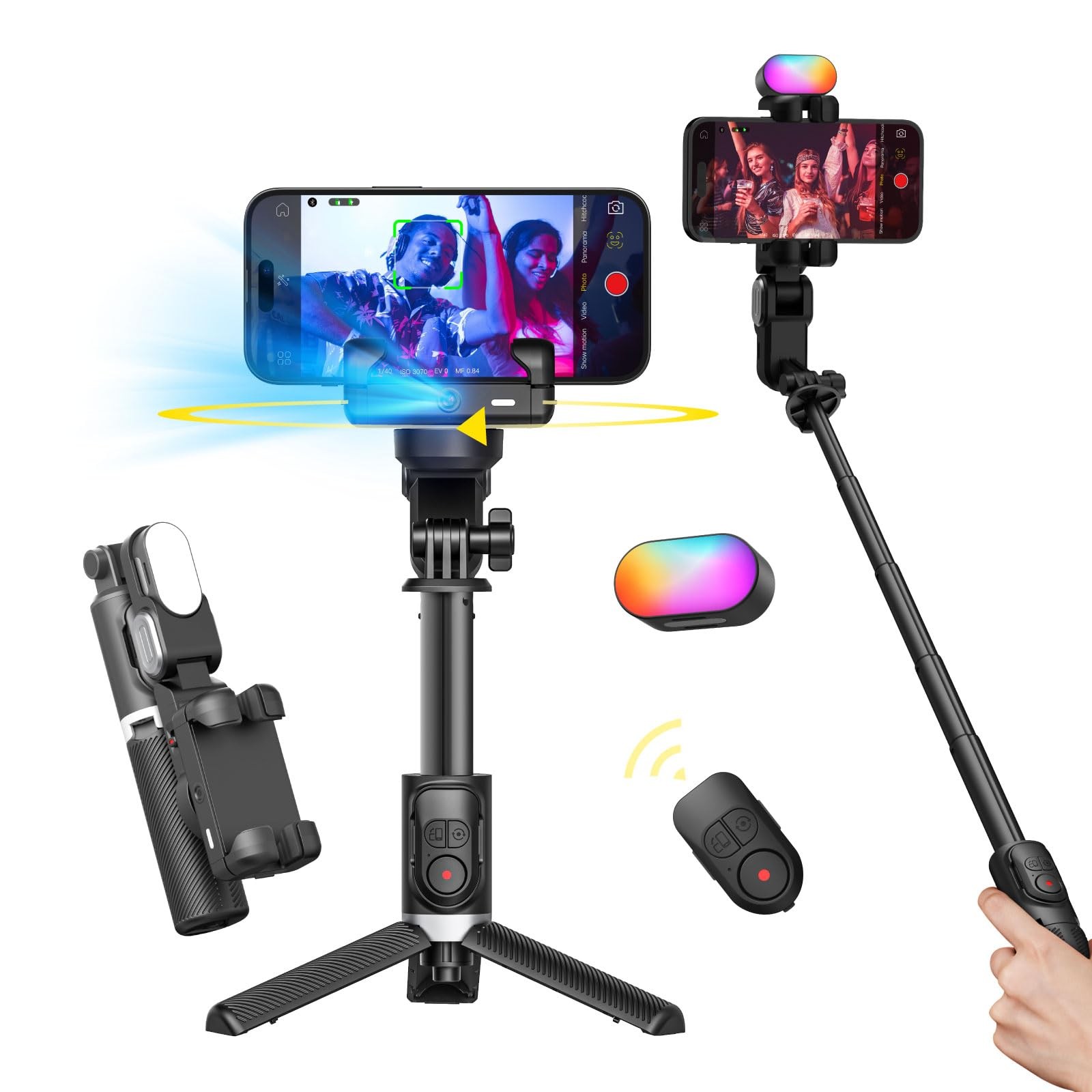 Gimbal Stabilizzatore per Smartphone Gimbal per Telefono 4 in 1 con Rotazione a