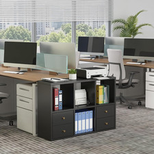 Office Shelves with 4 Drawers, Metal Book Shelf for Home Office