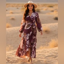 Chic Long Sleeve Floral Maxi Dress