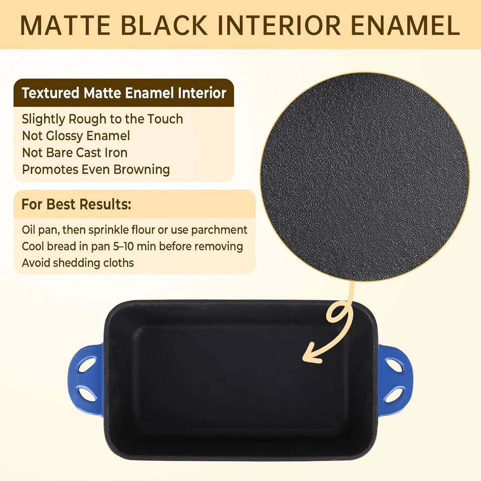 9X5 Enameled Cast Iron Loaf Pan with Lid - 2 in 1 Sourdough Bread Pan for Homema - Image 4 of 4