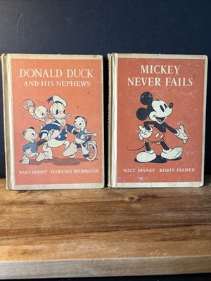 Vintage Walt Disney Storybooks Lot (2) Mickey & Donald 1939 1944