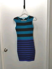 Lucy Paris - Womens Small Black Pencil Stripped Bodycon Sheath Sleeveless Dress