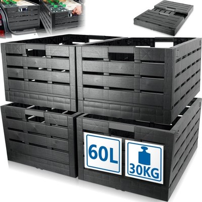 4x Klappbox 60L bis 30kg Faltbox Klappkiste Einkaufs Klapp Korb Kiste faltbar