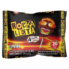 Sonric's Rockaleta Lollipops, Mexican Lollipop with Bubble Gum Center, 20 Count.