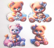 3D UPick Bears Teddy Bear Doll White Purple Dress Bow Flowers Embellishment 4161