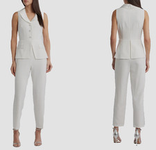 Eliza J Sleeveless Peplum Waistcoat Jumpsuit  Sz 8   ivory  **1313