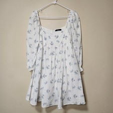 Lulus Puff Sleeve White Floral Mini Dress Womens Size XS/S