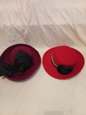 Gwenn Pennington Exclusive Lot Of 2 100% Wool Felt Hats Vintage Rare USA Made