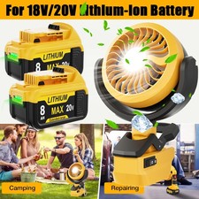 Cordless Fan For Dewalt 20V Li-ion Battery DCB206-2 Portable Jobsite Camping Fan