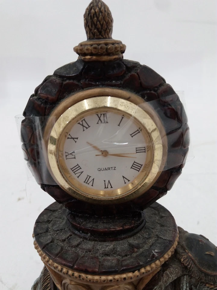 Ornate Elephant Figurine Quartz Clock Table Decor with Roman Numerals - Image 2 of 4