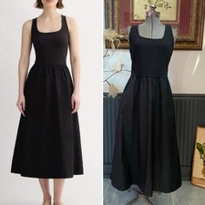 Everlane The Form Riviera Black Fit & Flare Dress w Pockets - Sz L 🧡🎀