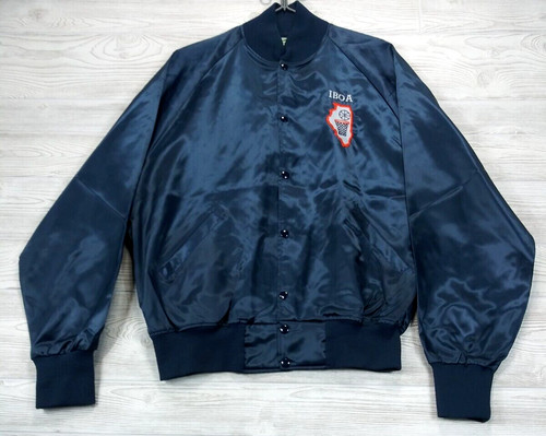 Vintage IBOA Referee Jacket XL Satin Bomber Illini Basketball Officials USA