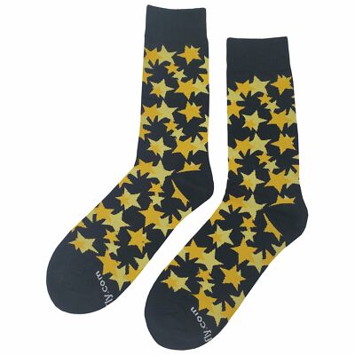 NWT Twinkle Star Dress Socks Novelty Men 8-12 Black Crazy Fun Sockfly
